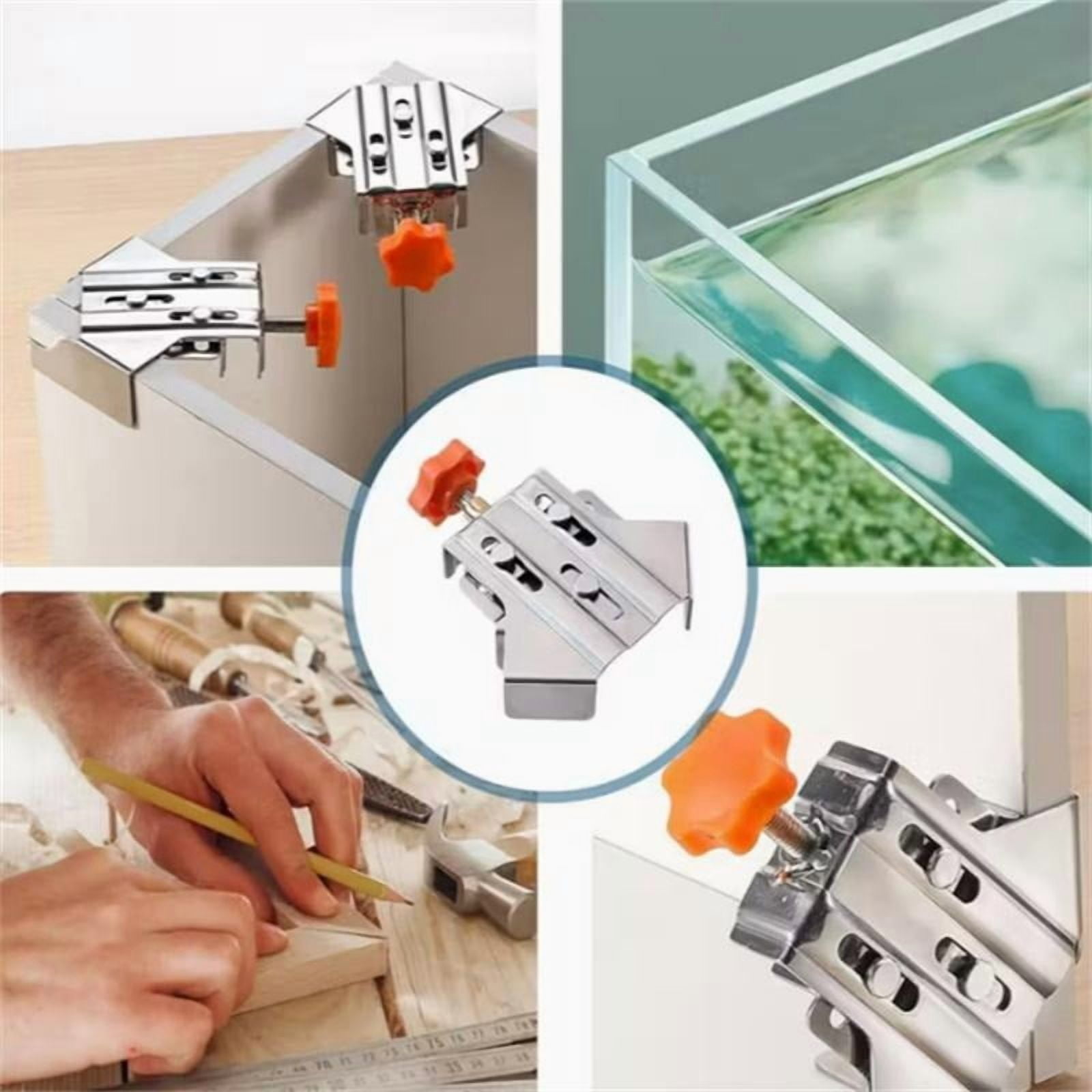 2 Pack 90 Degree Corner Clamps, Adjustable Swing Jaw Stainless Steel Right Angle Clamps for Woodworking, Metal, Pipe & Glass Assembly (70mm Max)