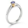 thumbnail image 3 of Gem Stone King 0.18 Ct Round Blue Tanzanite 10K White and Yellow Gold Solitaire Engagement Ring (Size 7), 3 of 4