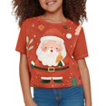 thumbnail image 3 of Uourmeti Christmas Snowman Tree Athletic Short Sleeve T-Shirt Kids Summer Cute Short Crew Neck Pullover Casual Soft Crop Top for Girls 5-14Y, 3 of 6