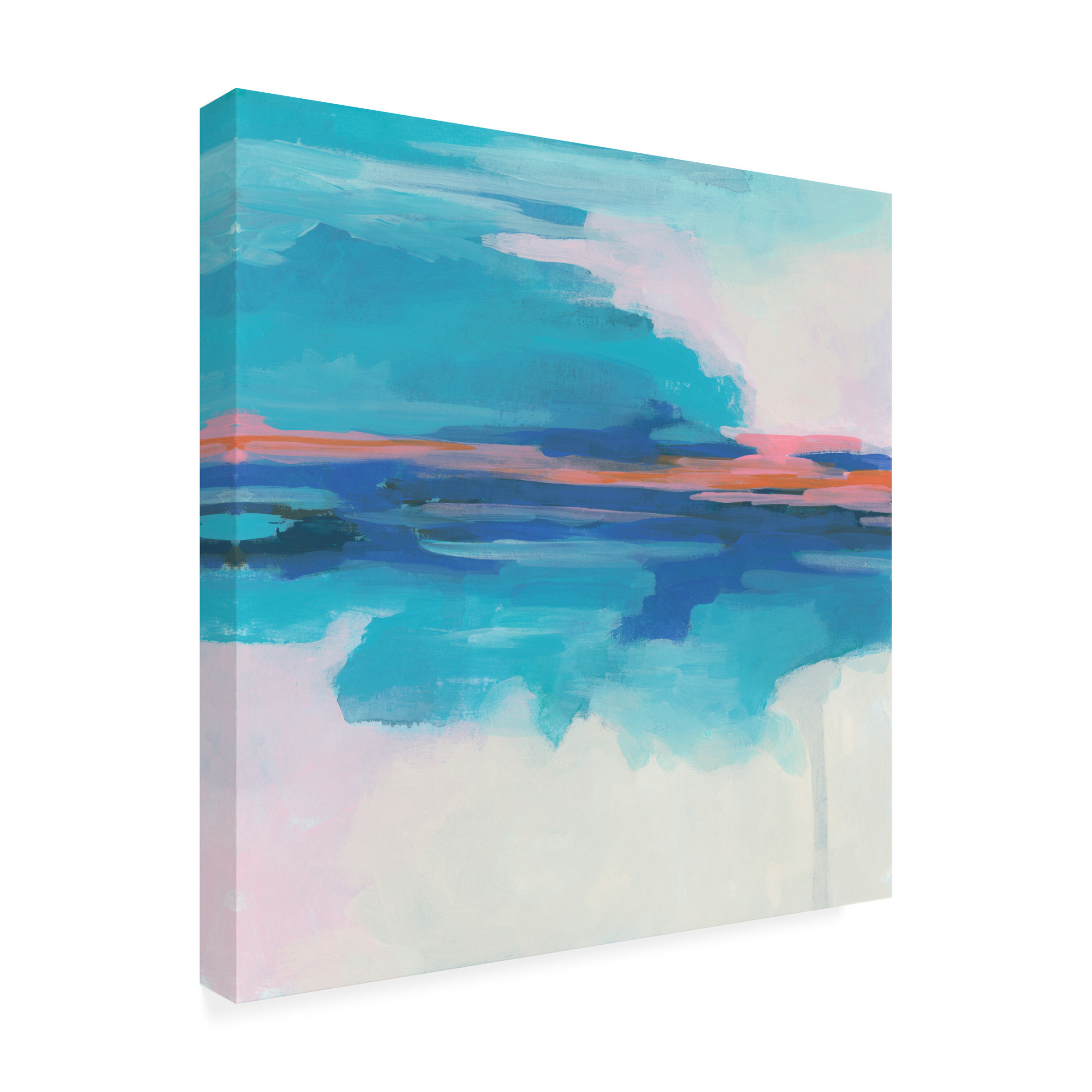 Canvas Wall Art - June Erica Vess 'Cyan Sunset II' Wall Art for Living Room, Bedroom, or Office Décor by Trademark Fine Art - 35 x 35 Inches