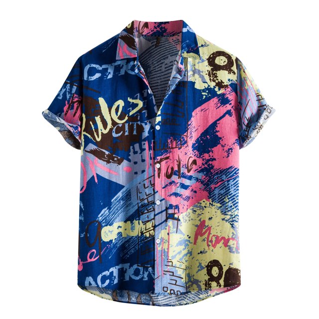 Wyzesi Chemise Blanche pour Garçons Taille Printemps et Été Imprimée Décontractée Col à Revers Grande Taille Plage Vacances Florale Manches Courtes Chemise Rayée Robe avec Pull