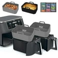 thumbnail image 1 of GHSDFBB Doublures en Silicone pour Friteuse à Air Chaud-2 Pcs Plateau de Cuisson en Silicone Rectangulaire pour Ninja Double Panier de Remplacement Réutilisable avec Feuille Magnétique (8 * 5.3 Pouces(8 Qt), dz201-Gris, 1 of 7
