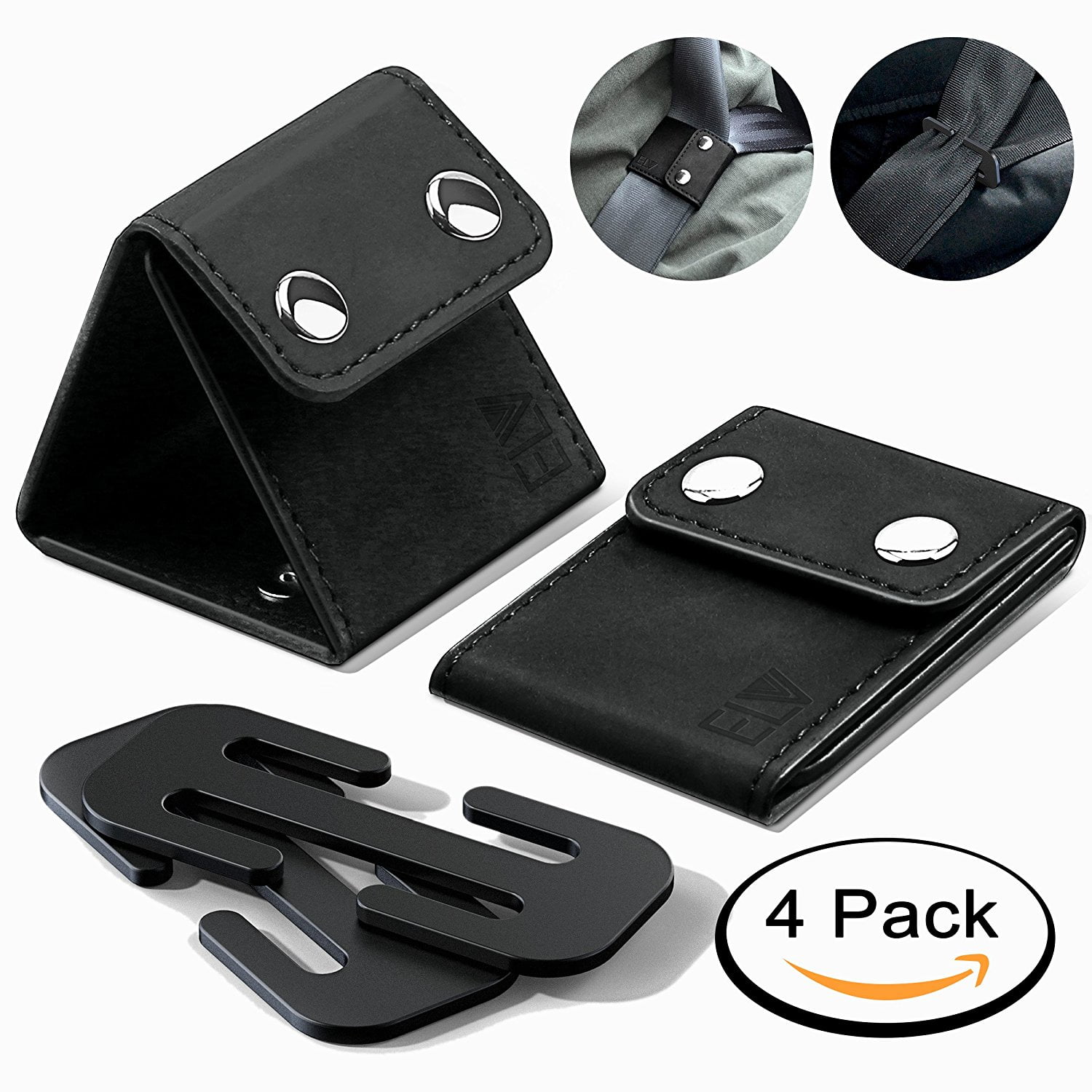 2pcs Seatbelt Adjuster Comfort Car Shoulder Neck Strap Positioner Clips Protects from Cutting Your Neck or Rubbing Your Chest Black 