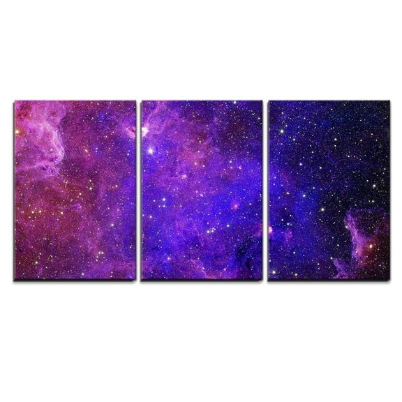 wall26 Canvas Print Wall Art Set Purple Galaxy with Stars in Space Fantasy & Sci-Fi Sky Digital Art Pop Art Rustic Landscape Colorful Multicolor Ultra for Living Room, Bedroom, Office - 16"x