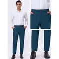 thumbnail image 4 of INSPIRE CHIC Blue Dress Pants for Men's Straight Fit Solid Color Flat Front Chino Trousers 34, 4 of 6