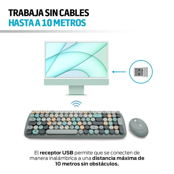 Kit de Teclado y Mouse Inalámbrico Redlemon Diseño Retro Vintage