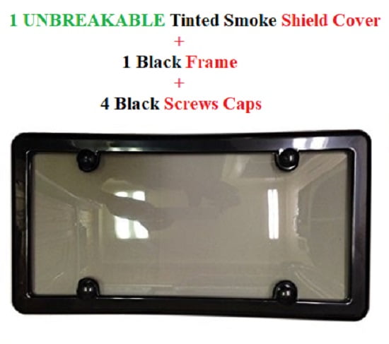 VaygWay Smoked Car Plate Cover Frames Shields Combo Screws Included-Unbreakable Tinted Fits US Standard Plates 2 Pk Novelty Bubble Design Covers