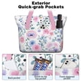 thumbnail image 2 of Tote Bag for Women - Pioneer Flower Shoulder Bag - Large Utility Work Duffle Bag with Zipper Handbag for Travel, Work, Sprots, 2 of 5