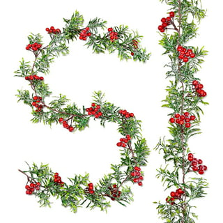 Red Berry Garland, 8.9FT Flexible Artificial Christmas Holly Berry