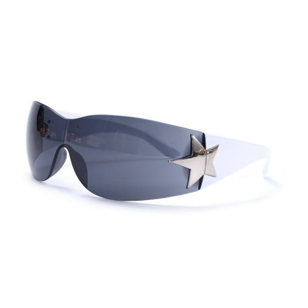 Faithtur Five-Pointed Stars Sunglasses For Women And Men, Trendy Oversized Fashionable Frameless Sunglasses White One Size