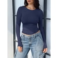 thumbnail image 4 of Camiseta Mujer Elegante y Versátil - Cuello Redondo, Manga Larga con Pliegues Ajustados y Corte Entallado | Ideal para Primavera, Verano, Otoño/Invierno | Básico Diario, 4 of 8