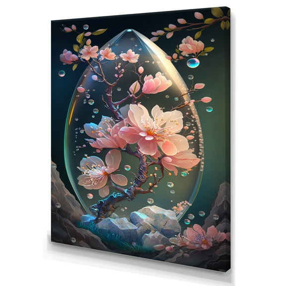 Designart Pink Flower Tree Landscape Canvas Wall Art