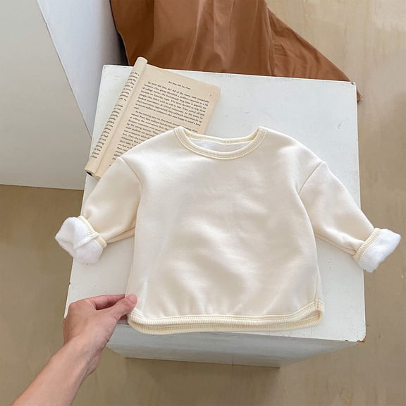 ersvoioy Baby Girls Solid Crewneck Sweatshirt Long Sleeve Fleece Pullover Soft Warm Top Toddler Casual Size 3-18 Months