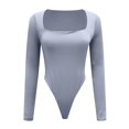 thumbnail image 4 of YDLCAFD New Square Neck Long Sleeve Sexy Double Layered Button Down Jumpsuit Solid Color Jumpsuit Base Layer S, 4 of 4