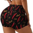 thumbnail image 2 of Vsdgher Hot Chili print Workout Shorts for Women Seamless Soft Smooth Gym Yoga Scrunch Active Exercise Fitness Shorts, 2 of 8