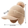 thumbnail image 3 of Fleece Beanie Hats with Earflaps Visor Brim Winter Knit Ski Cap Winter Hats for Women Pom Pom Ball Khaki One Size, 3 of 5