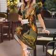 thumbnail image 3 of Easygdp Realistic Style Forest Dinosaur para Vestido Transpirable de Mujer, Vestido Suelto de Manga Corta con Pliegues y Bolsillos para el Verano, 3 of 6