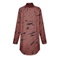 thumbnail image 5 of TQWQT Plus Size Turtlenecks for Women Fall Color Block Printed Tunic Top Long Sleeve Turtleneck T Shirts Loose Fit Curved Hem Graphic Tee Vermilion 2XL, 5 of 5