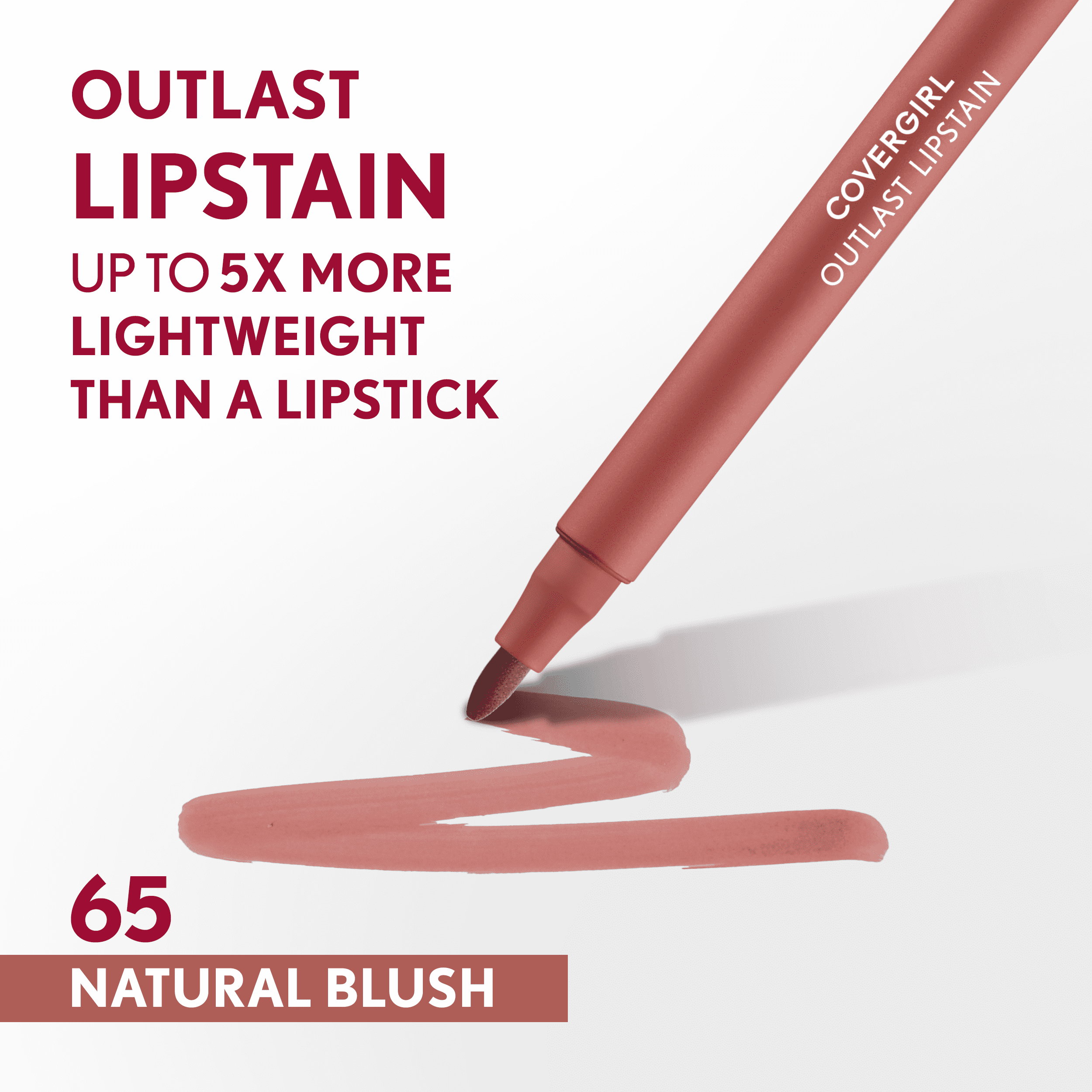COVERGIRL Outlast Lipstain, 65 Natural Blush, Pink, 0.05 fl oz