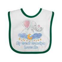 Inktastic My Great Grandpa Loves Me Cute Elephants Clouds Moon Stars Boys or Girls Baby Bib