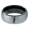 thumbnail image 2 of Tungsten Emperor King Penguin Standing Band Ring 8mm Men Women Comfort Fit Black Dome Brushed Gray Polished, 2 of 4