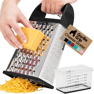Gorilla Grip Stainless Steel Box Grater with Detachable Container