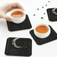 thumbnail image 7 of Fuzoiu Abstract Starry Sky Moon Print Leather Coasters Set,Drink Coasters Set of 6,for Tabletop Protection, Durable PVC Coasters,Home Décor and Housewarming Gift,Square, 7 of 7