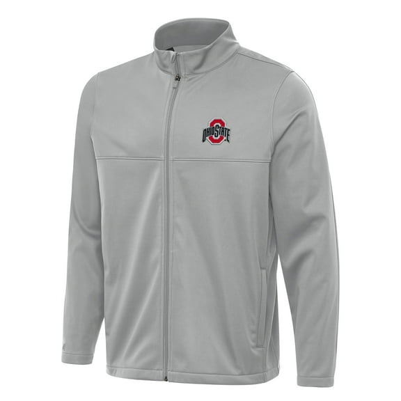 Men's Antigua Gray Ohio State Buckeyes Links 2 Full-Zip Golf Jacket