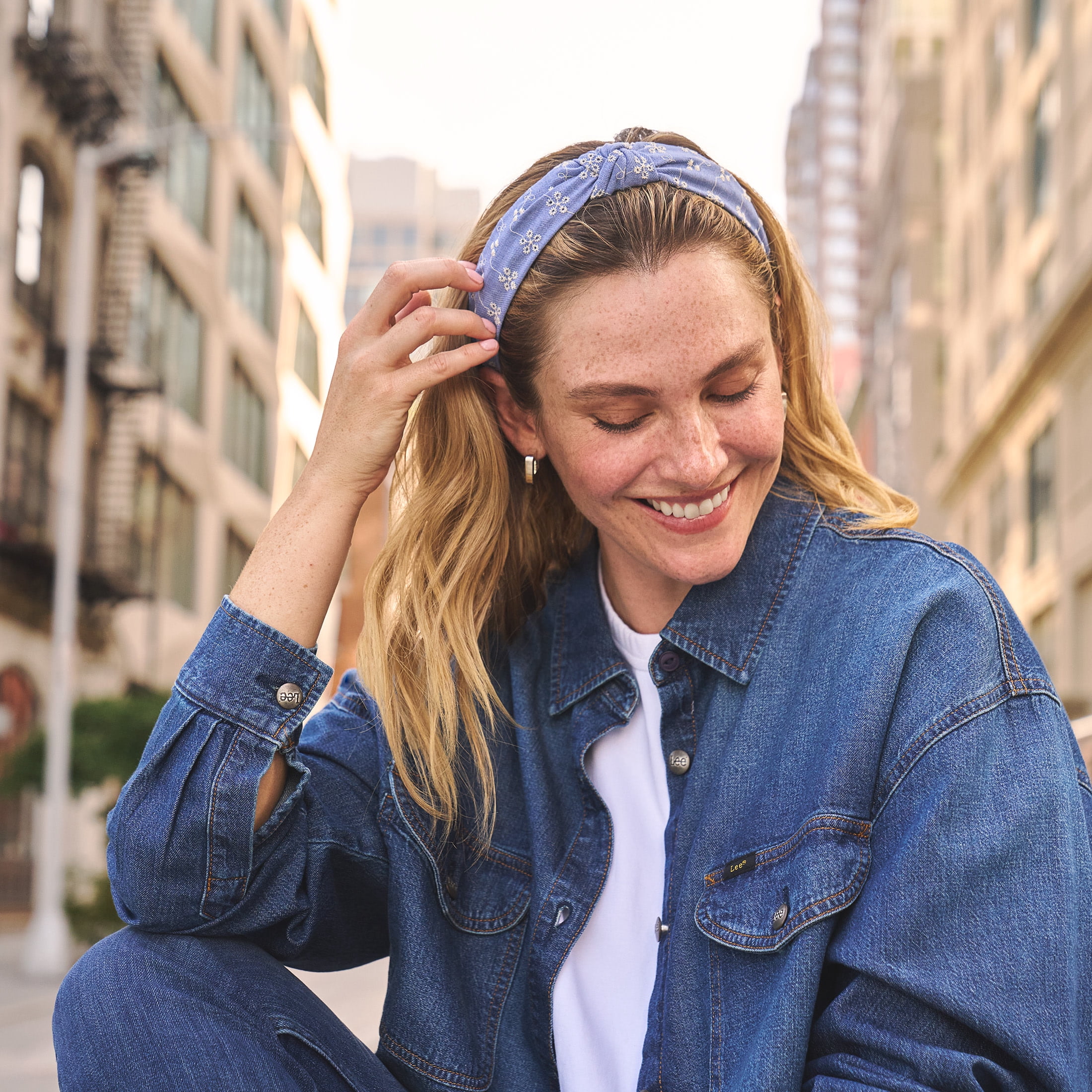 Goody x Lee Denim Knot Headband, All Day Comfort, All Hair Types, 1 Count
