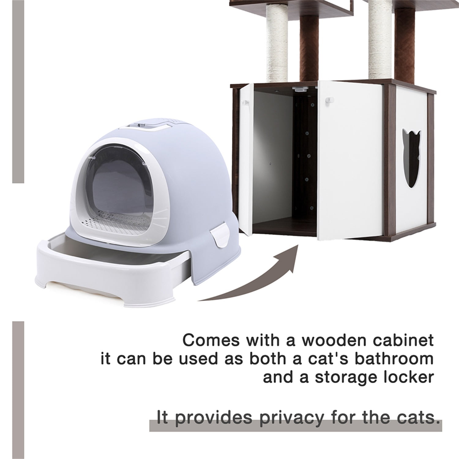 Pefilos Modern Cat Tree for Indoor Cats, 59”Multifunctional Cat Tree Tower for Adult Cats with Little Box Cabinet, Cat Condo for Large Cats, Wood Hidden Litter Box Furniture for Cat, Brown Pefilos Modern Cat Tree for Indoor Cats, 59”Multifunctional Cat Tree Tower for Adult Cats with Little Box Cabinet, Cat Condo for Large Cats, Wood Hidden Litter Box Furniture for Cat, Brown