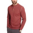 thumbnail image 1 of Camiseta henley de punto waffle resistente a la intemperie para hombre, roja, pequeña Weatherproof  henley, 1 of 1