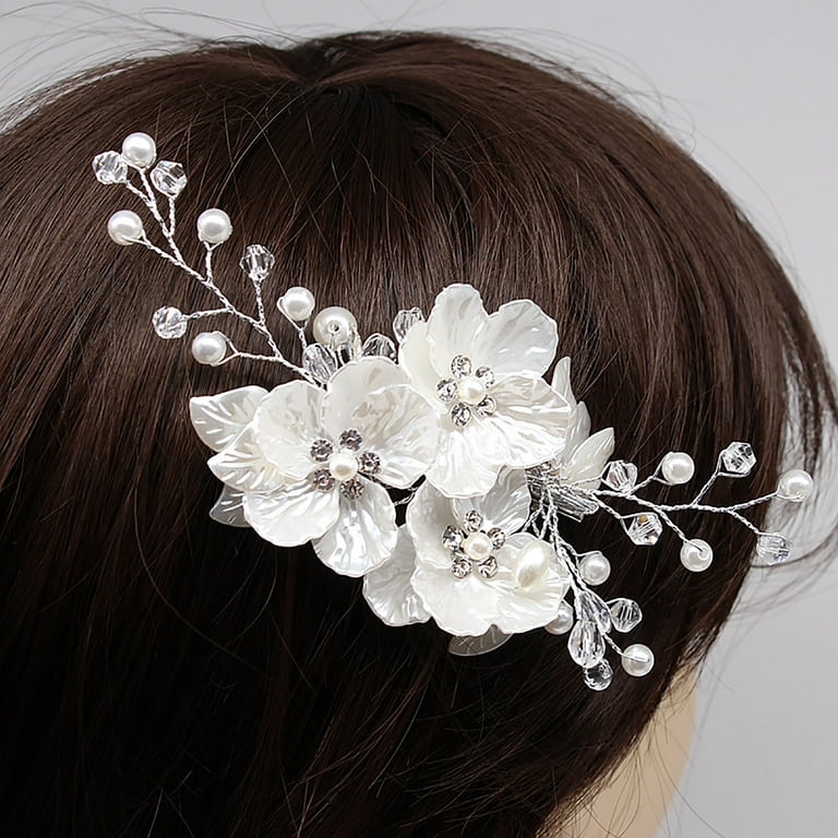 Vintage Bridal Hair Accessory White Peony and Flowers Faux store Pearl Handmade 1970s Art Deco Boho Peony and Hydrangea and Faux Pearl Unique OOAK