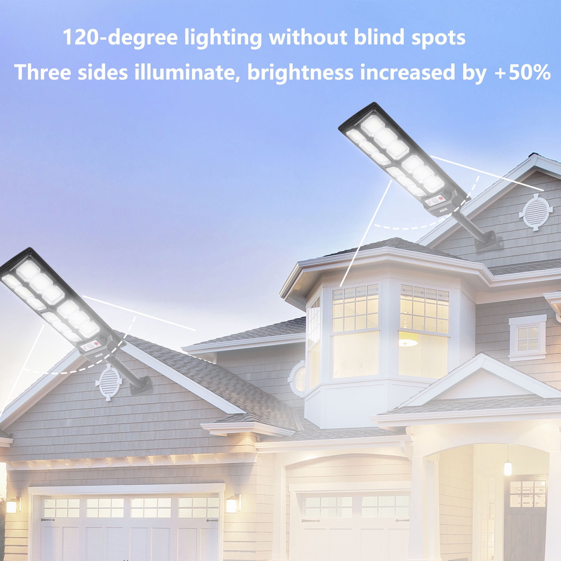 2 PACKS Solar Street Lights, 8500K 90000LM Outdoor Commercial Parking Lot Light with Remote Control, Dusk to Dawn Solar Security Flood Lights, Motion Sensor Solar Lights for Outside Yard Garage
