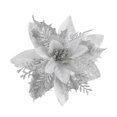 thumbnail image 1 of 12 Pcs 14cm / 5.5in Silver Poinsettia Artificial Flowers Glitter Christmas Tree Poinsettia Decorations for Xmas Wedding Party Wreath, 1 of 1