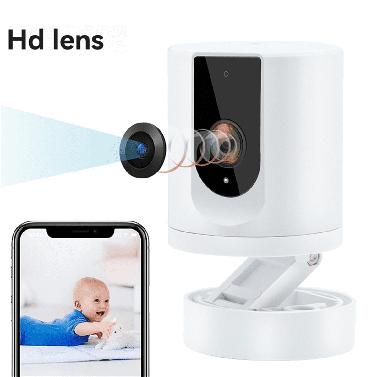 2PC 1080P Security Camera Indoor, Pet Camera Use Ease Life APP , Voice Intercom Foldable Baby Camera for Home Security