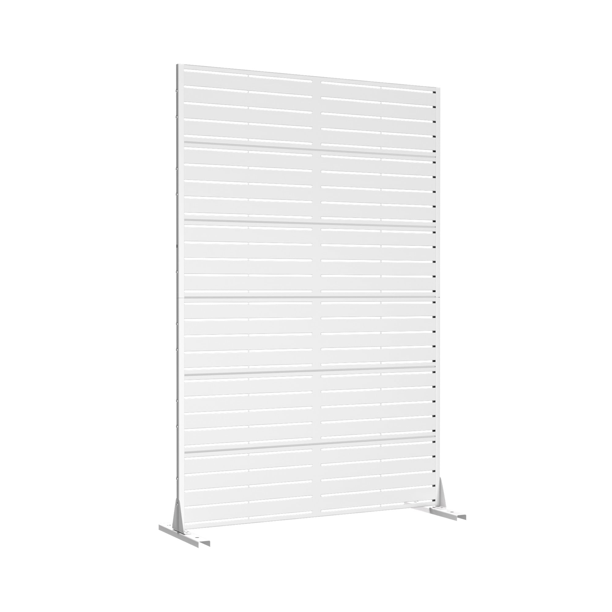 MAYEERTY Outdoor Privacy Screen – Weatherproof Galvanized Steel Panel,Stripe,White