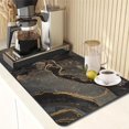 thumbnail image 3 of Coffee Mat for Countertops, Marble Black Gold Grey Abstract Dish Drying Mat 2 Pcs for Kitchen Coffee Bar Accessory, Fit Under Coffee Maker Espresso Machine Dish Rack Hide Stain Rubber 12x19in, 3 of 6