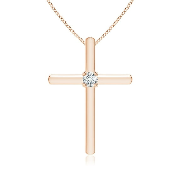 ANGARA Natural Diamond Solitaire Cross Pendant in 14K Rose Gold for Women (Size-2.3mm| Color-G| Clarity-VS2) | April Birthstone, Anniversary, Jewelry Gift for Women | Natural Diamond Necklace