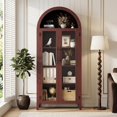 thumbnail image 7 of Lumiparty Arched Kitchen Pantry Cabinet, 5-Tier Storage Cabinet for Kitchen Dining Room, Walnut, 7 of 7
