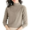 thumbnail image 1 of WTXUE Turtleneck Sweatshirt Crochet Sweaters High Neck Long Sleeved Textured Printed Knitted Base Layer Loose Inner Sweater Oversized Sweatshirt Half Zip Pullover Womens Sweatshirt Khaki Xxl, 1 of 9