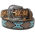 thumbnail image 3 of 41-42  Unisex 1.5" Western Floral Tooled Beaded Full-Grain Leather Belt 26RT51B, 3 of 3