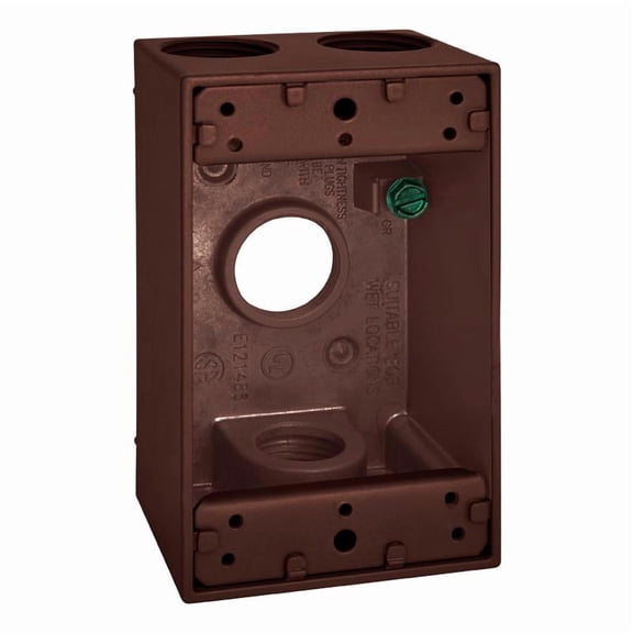 Sigma Outlet Box 4-1/2 " Hx2-4/5 " Wx2 " D Al 1 Gang, 1/2 " Holes Shrinkwrap