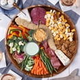 thumbnail image 6 of Heavy Duty Round Serving Decorative Tray w/Lovely Cloud Handles, 20" Extra Large Wood Decor Trays for Big Ottoman Coffee Table, Giant Table Centerpieces Decoration Organizer Huge Holiday Display Tray, 6 of 8