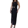thumbnail image 2 of Women Maxi Dress Sleeveless Bodycon Long Tank Dresses Elegant Button Down Workwear Dress, 2 of 9