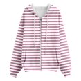 thumbnail image 3 of XIAONU Womens Hoodies Striped Printed Zip Up Drawstring Hooded Sweatshirt Waist Tie Long Sleeves Comfortable For Outdoor Sports Hoodie, 3 of 4