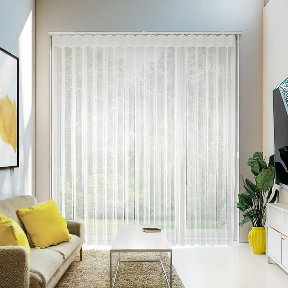 YELLOW BLINDS Light Filtering Sheer Vertical Blinds, Mist White, 78"W x 84"H