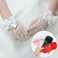 thumbnail image 6 of Useful Elegant Bow Knot Holiday Princess Birthday Party Gloves Etiquette Dress Gloves Children's Wedding Gloves Short Lace Mesh Gloves PINK, 6 of 7