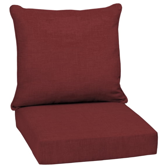ARDEN Outdoor Deep Seat Cushion Set, 24 x 24, Water Repellant, Fade Resistant, Deep Seat Bottom and Back Cushion for Chair, Sofa, and Couch, Ruby Red Leala