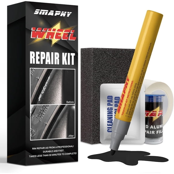 Wheel Scratch Repair Kit, Matte Black Rim Touch Up Paint(Liquid Aluminium Filler), Repair Curb Rash, Scratches, and Scuffs on Wheels Quickly and Easily, Can repair and fill larger scratches