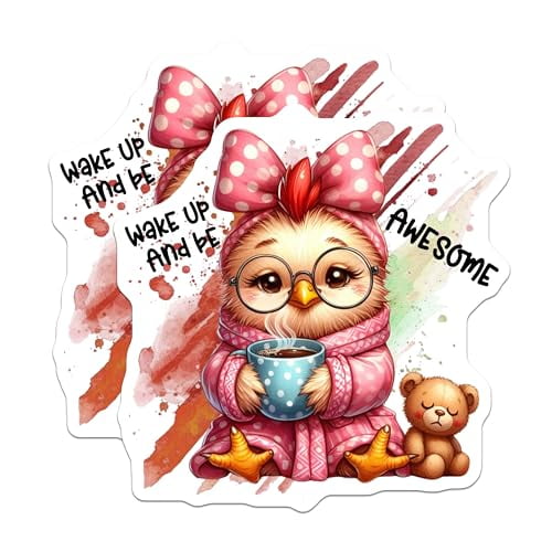 (2 Pack) Wake Up and Be Awesome Magnets - Cute Cartoon Bird Magnet - Inspirational Quote Fridge Magnet - 5" On Longest Side - for Cars, Fridges, Toolboxes - Made in USA - MAG4510